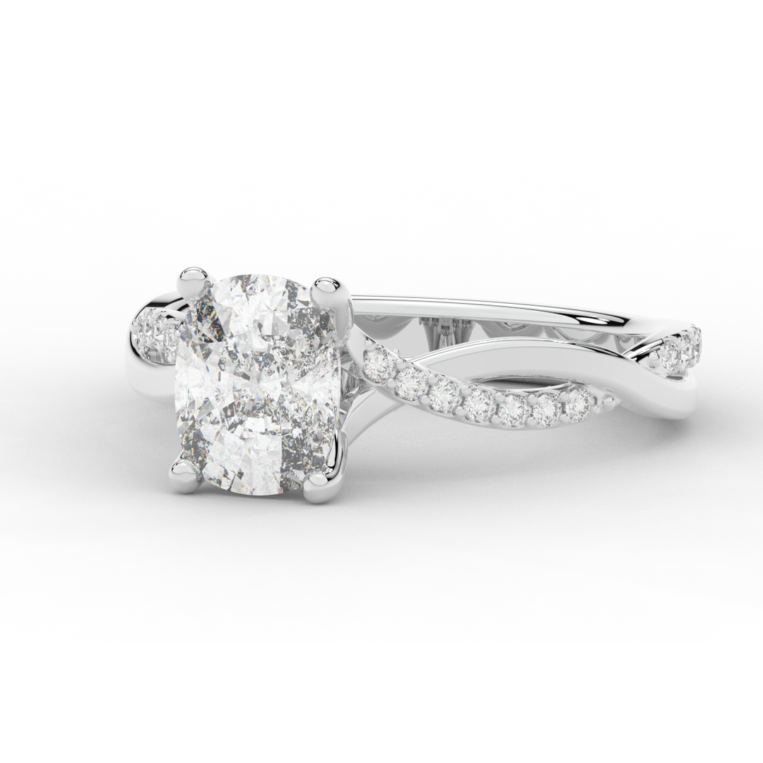 1.70CT.TW CUSHION LAB DIAMOND TWIST BAND ENGAGEMENT RING