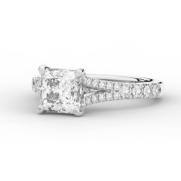 2.45CT.TW PRINCESS LAB DIAMOND ENGAGEMENT RING