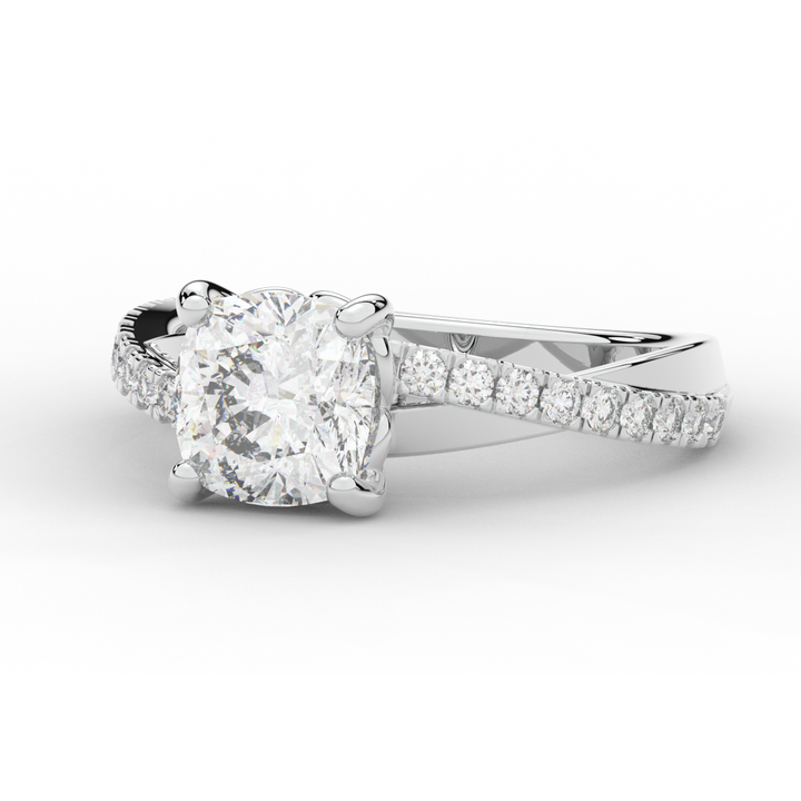 2.20CT.TW CUSHION LAB DIAMOND TWISTBAND ENGAGEMENT RING