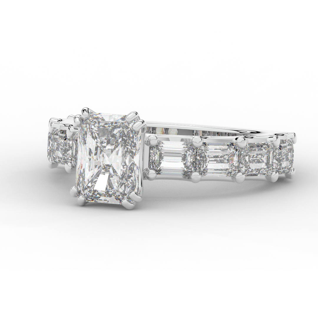 3.75CT.TW RADIANT LAB DIAMOND SOLITAIRE ENGAGEMENT RING