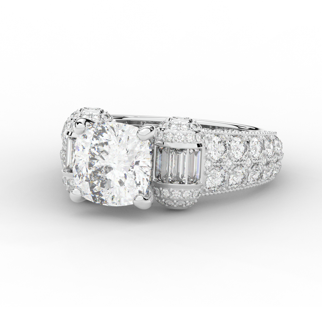 4.75CT.TW CUSHION LAB DIAMOND ENGAGEMENT RING