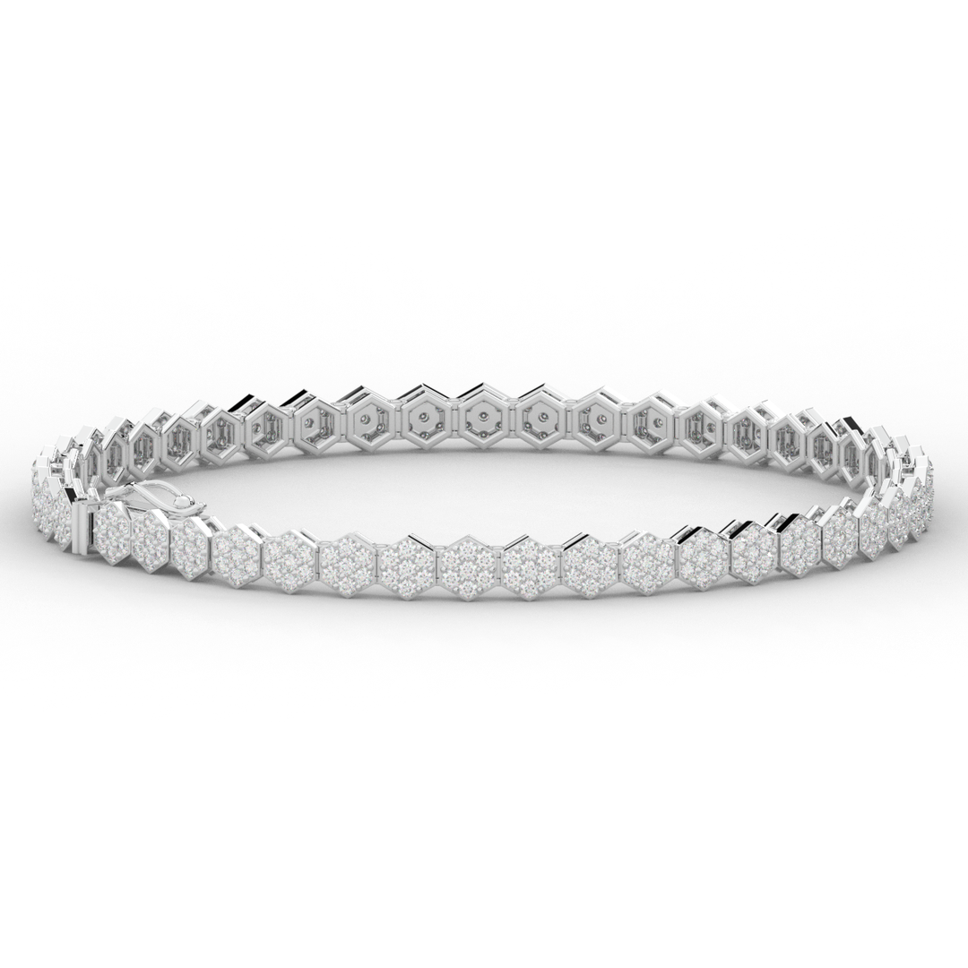 2.50CT.TW ROUND LAB DIAMOND CLUSTER TENNIS BRACELET - Nazarelle