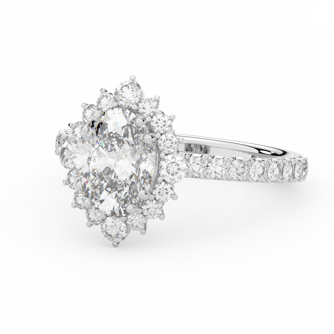 2.80CT.TW OVAL LAB DIAMOND HALO ENGAGEMENT RING