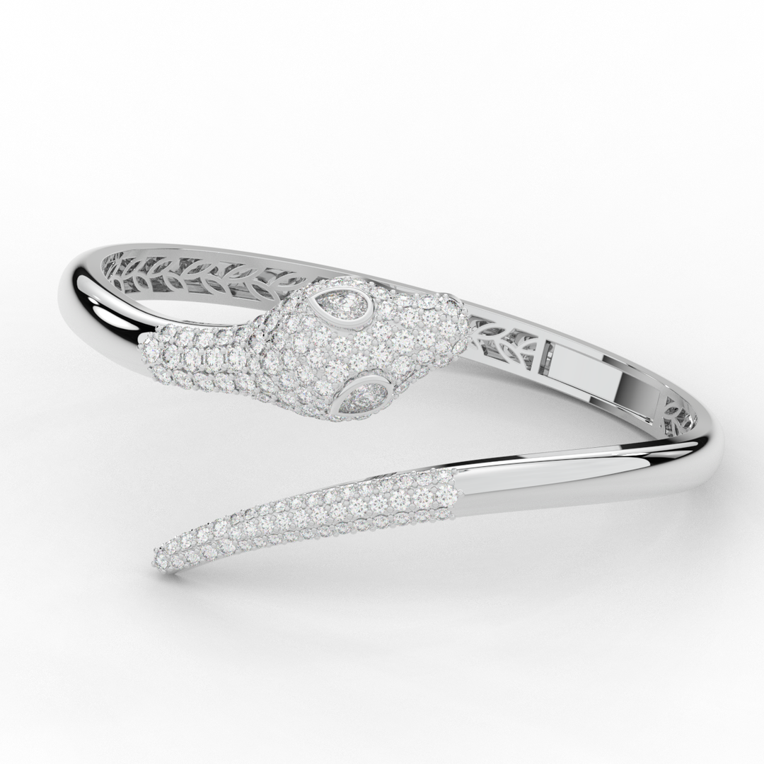 3.75CT.TW ROUND AND PEAR LAB DIAMOND SNAKE BANGLE