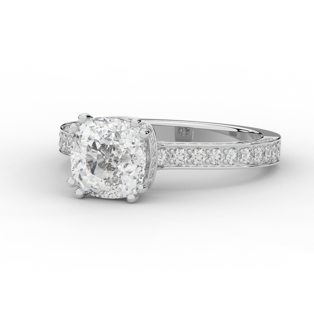 2.60CT.TW CUSHION LAB DIAMOND SOLITAIRE ENGAGEMENT RING