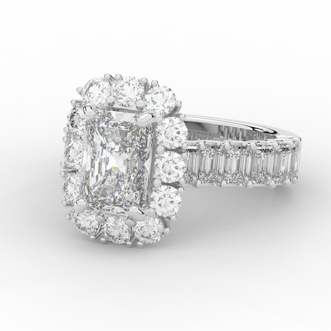 6.00CT.TW RADIANT LAB DIAMOND HALO ENGAGEMENT RING