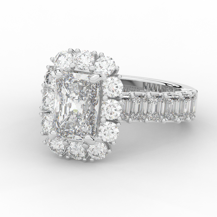 6.00CT.TW RADIANT LAB DIAMOND HALO ENGAGEMENT RING