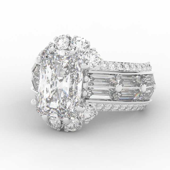 8.25CT.TW RADIANT LAB DIAMOND HALO ENGAGEMENT RING