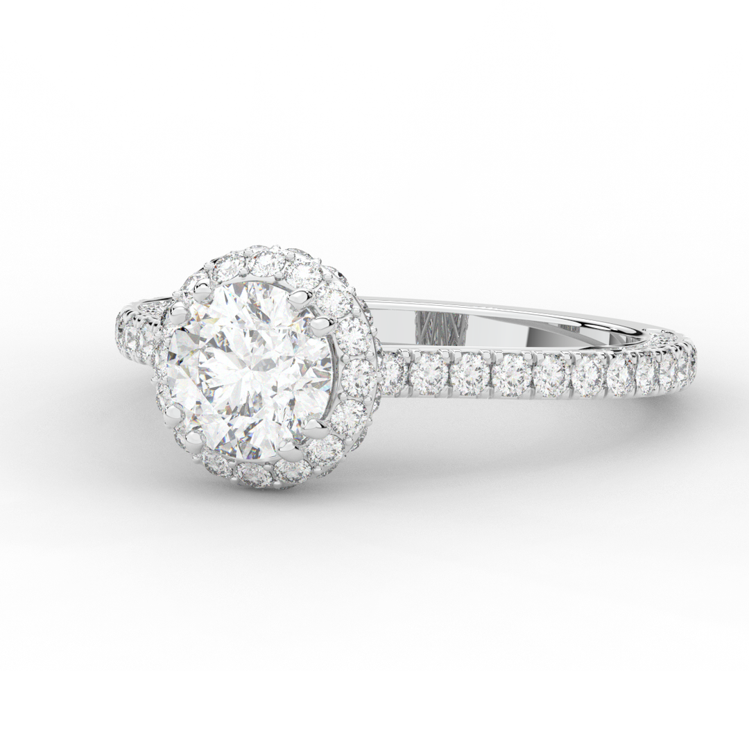 1.90CT.TW ROUND LAB DIAMOND HALO ENGAGEMENT RING