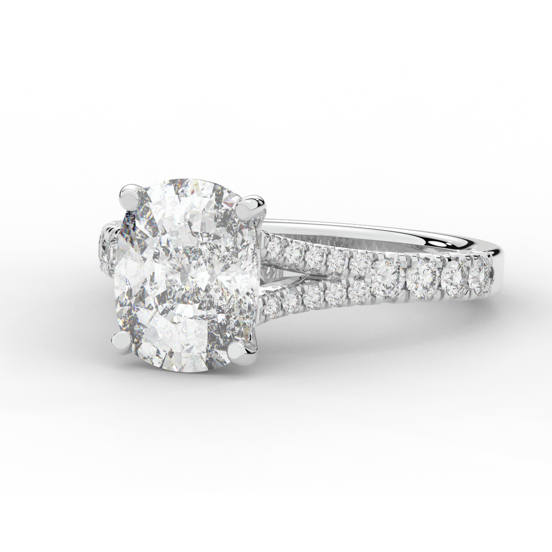 3.45CT.TW CUSHION LAB DIAMOND ENGAGEMENT RING