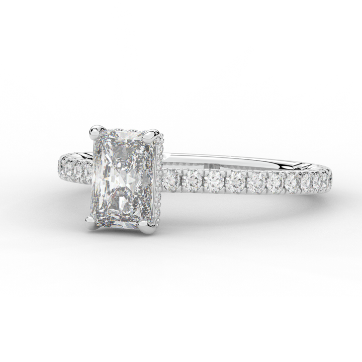 2.10CT.TW RADIANT LAB DIAMOND UNDERHALO SOLITAIRE ENGAGEMENT RING