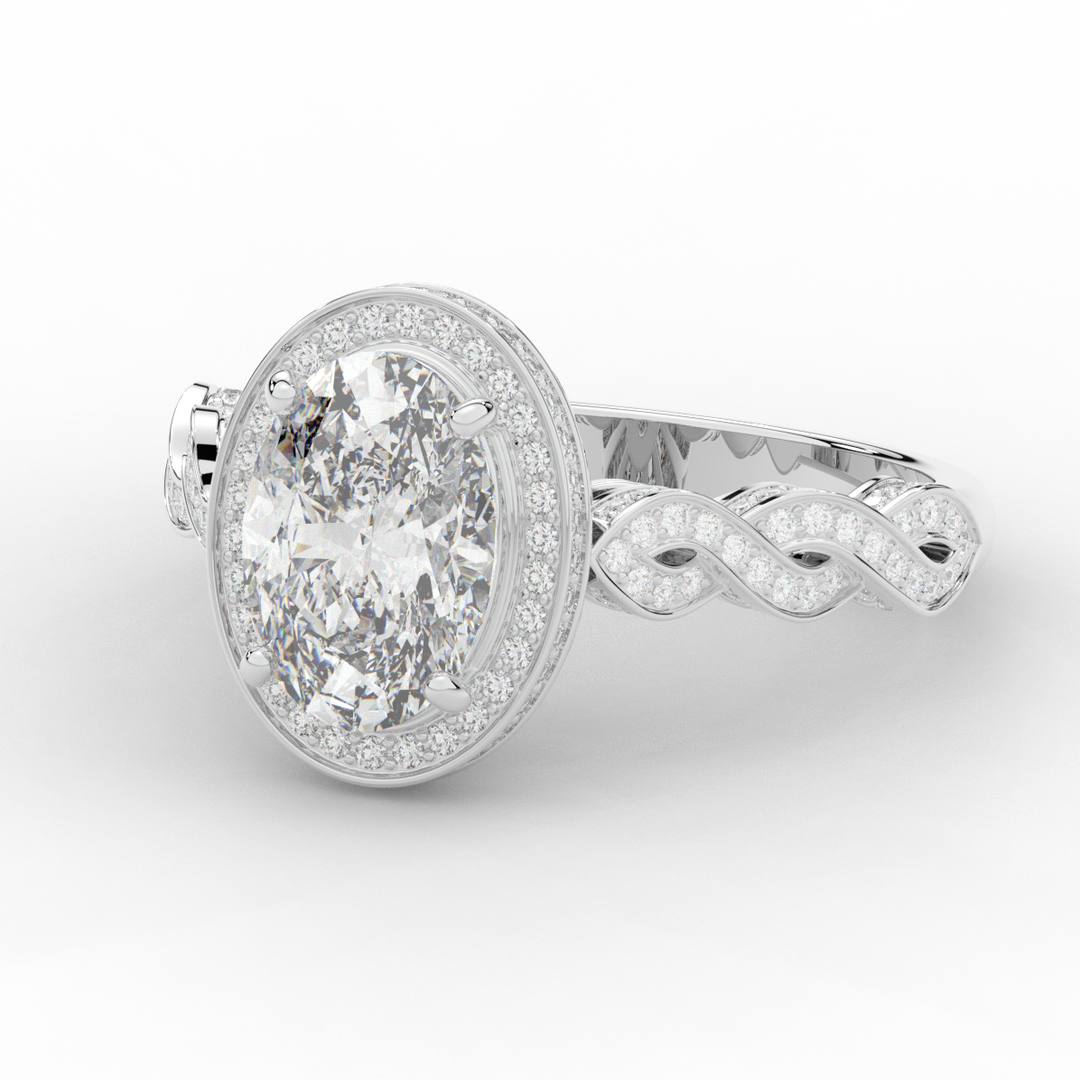 3.10CT.TW OVAL LAB DIAMOND HALO ENGAGEMENT RING