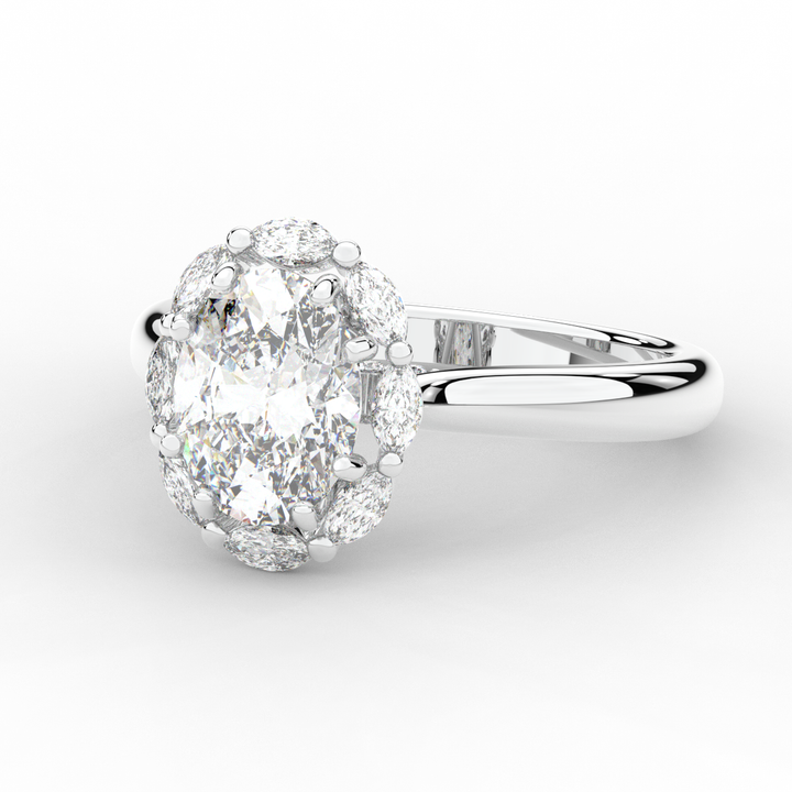 1.90CT.TW OVAL LAB DIAMOND HALO ENGAGEMENT RING