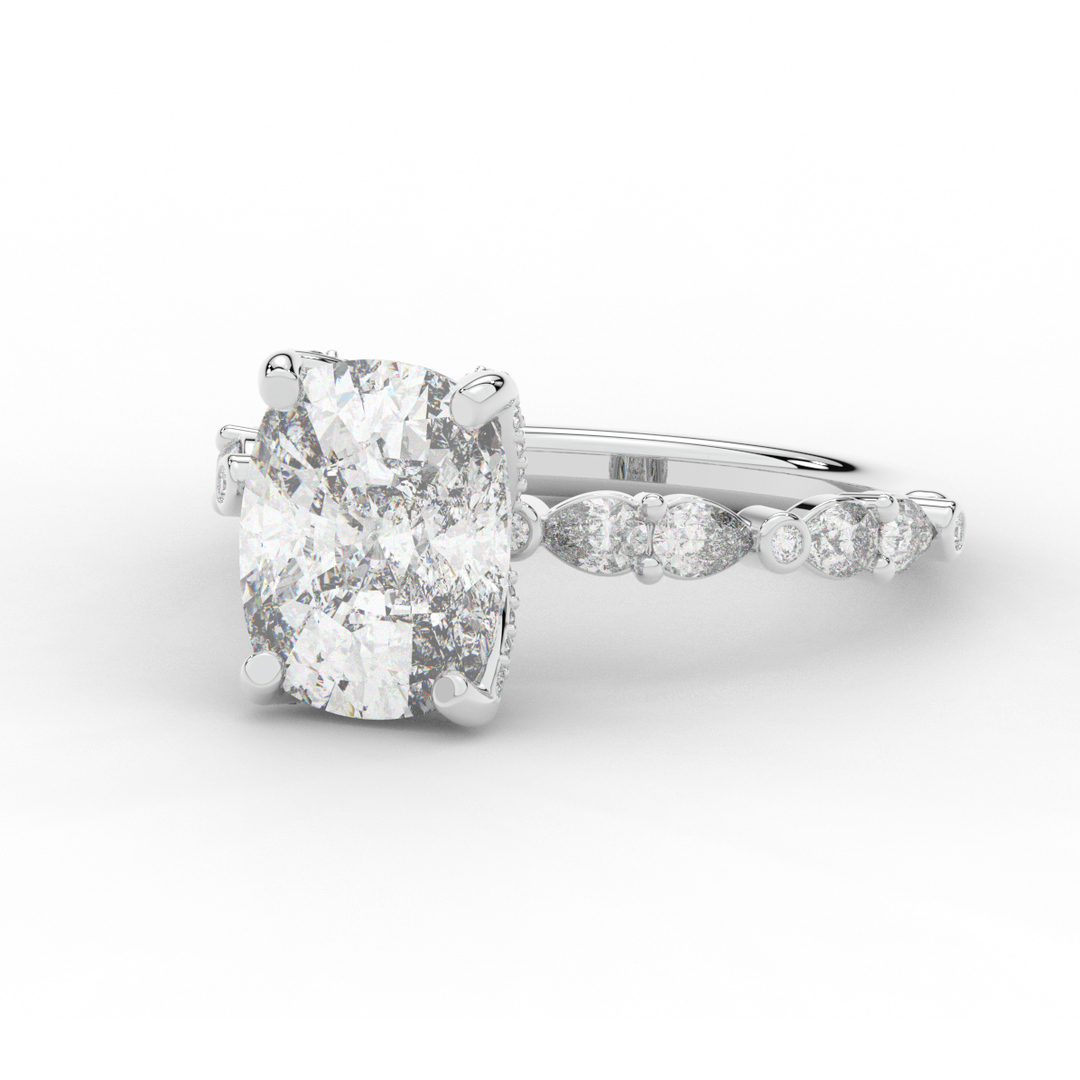 3.60CT.TW CUSHION LAB DIAMOND SOLITAIRE ENGAGEMENT RING