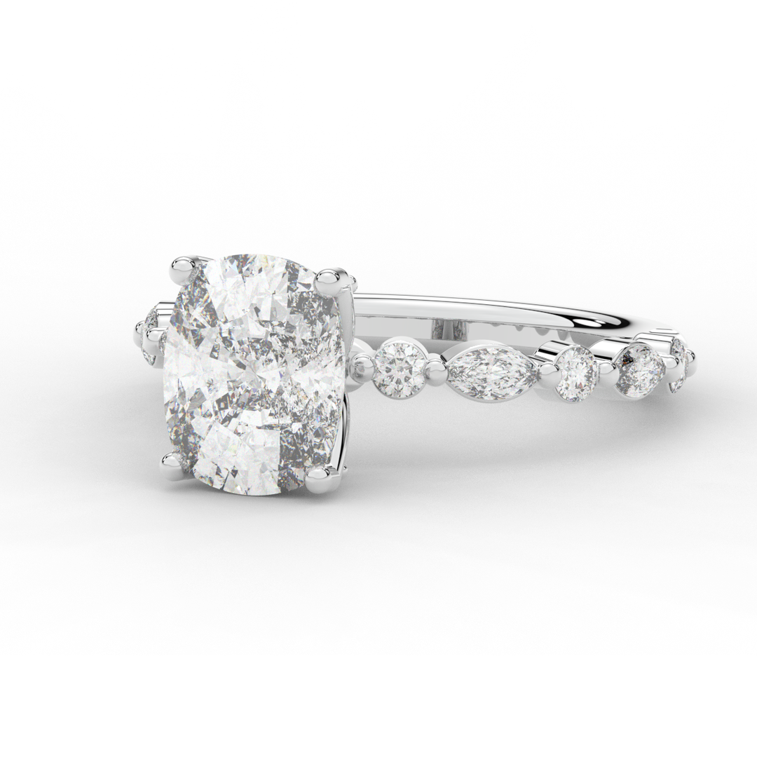 2.60CT.TW CUSHION LAB DIAMOND SOLITAIRE ENGAGEMENT RING