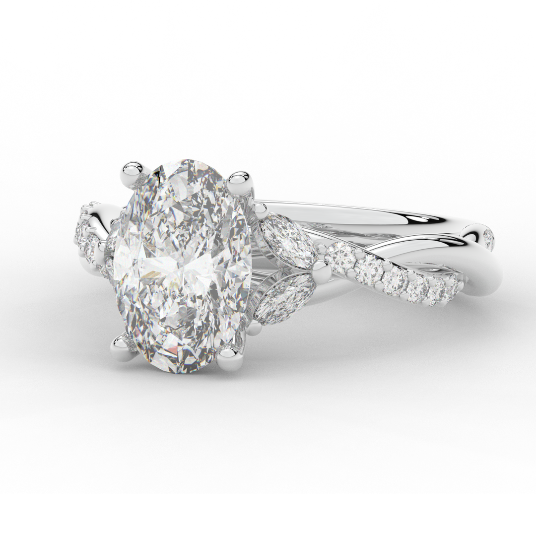 2.40CT.TW OVAL LAB DIAMOND TWIST ENGAGEMENT RING