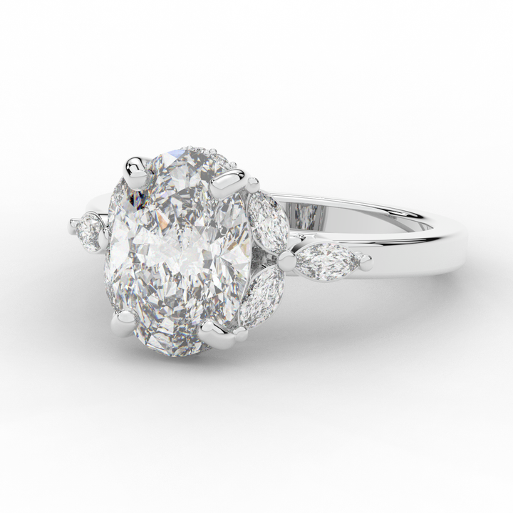 2.85CT.TW OVAL LAB DIAMOND ENGAGEMENT RING