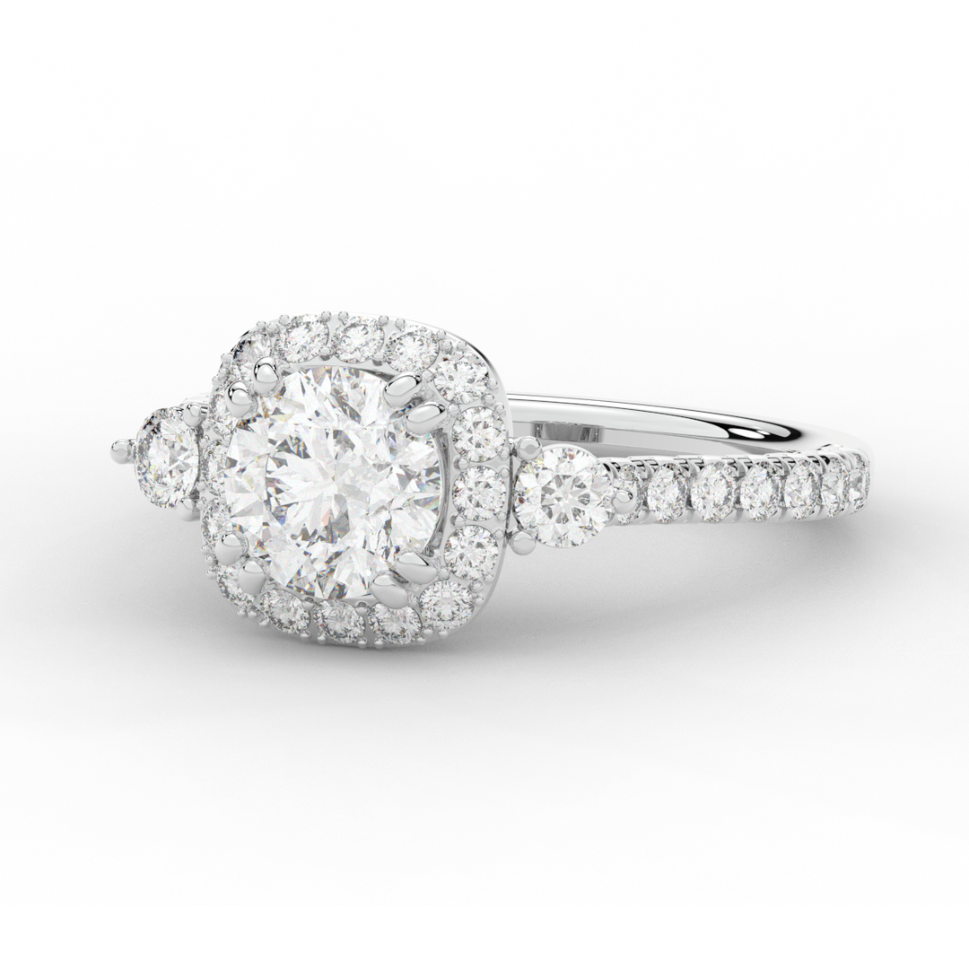 1.75CT.TW ROUND LAB DIAMOND HALO ENGAGEMENT RING