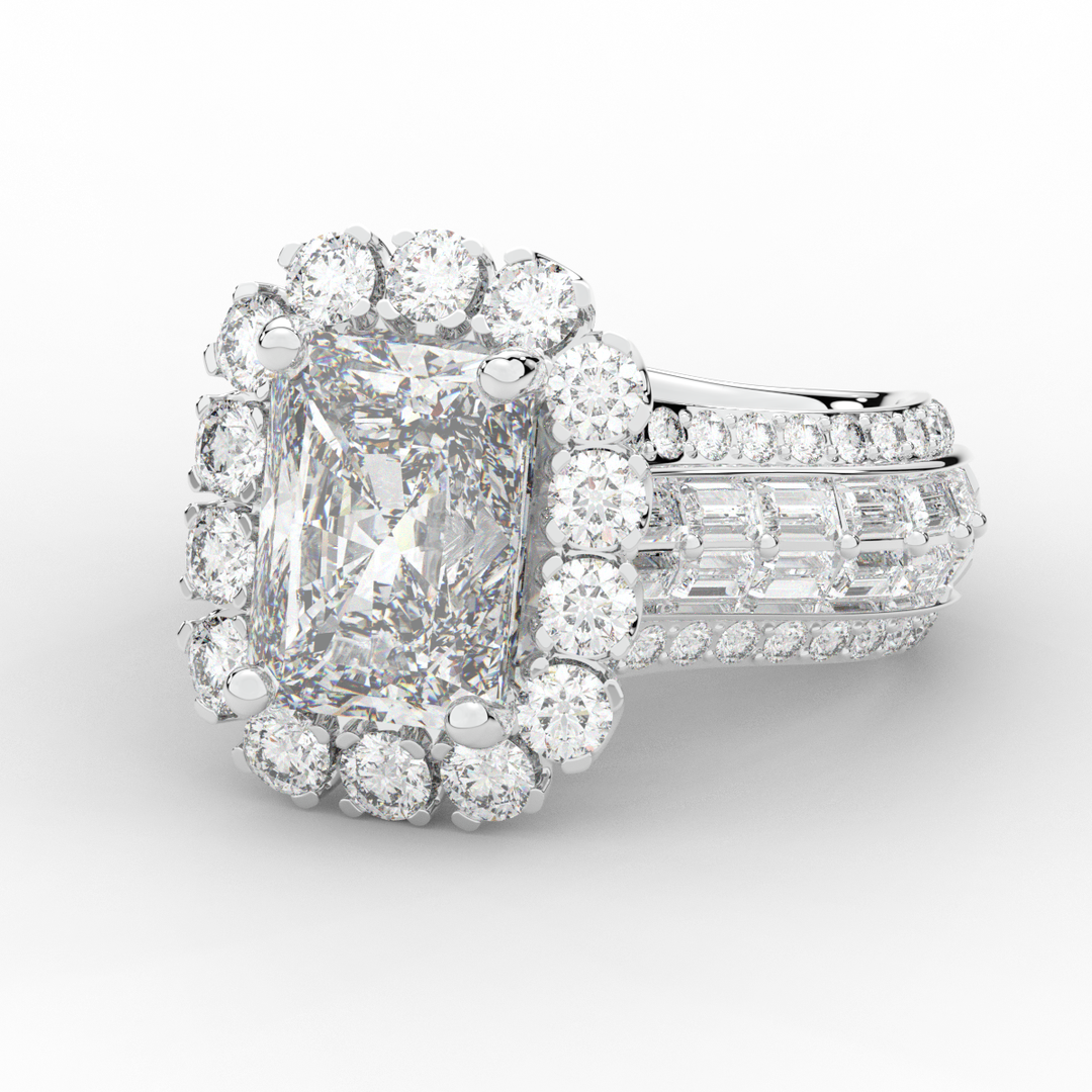 8.00CT.TW RADIANT LAB DIAMOND HALO ENGAGEMENT RING