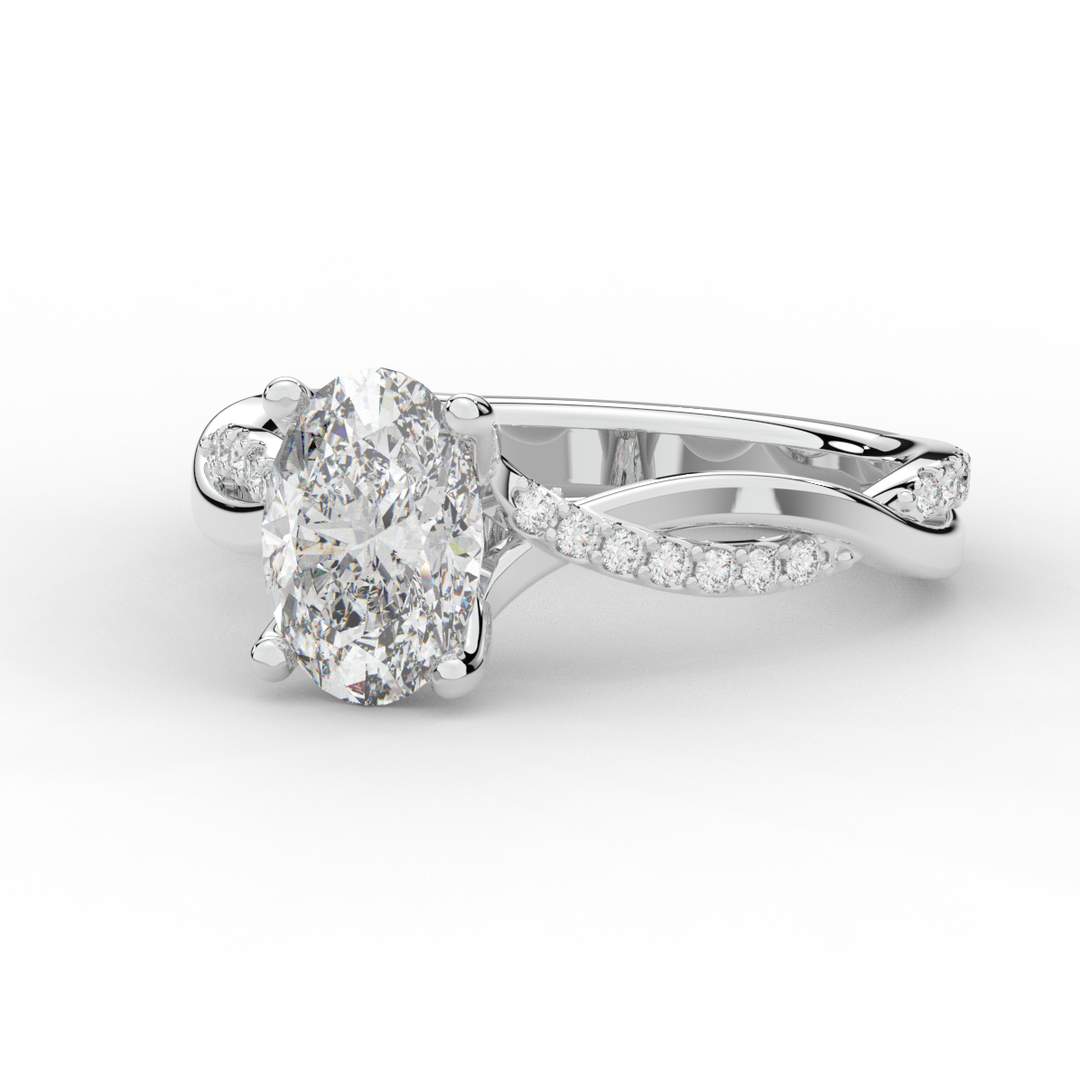 1.70CT.TW OVAL LAB DIAMOND TWIST BAND ENGAGEMENT RING