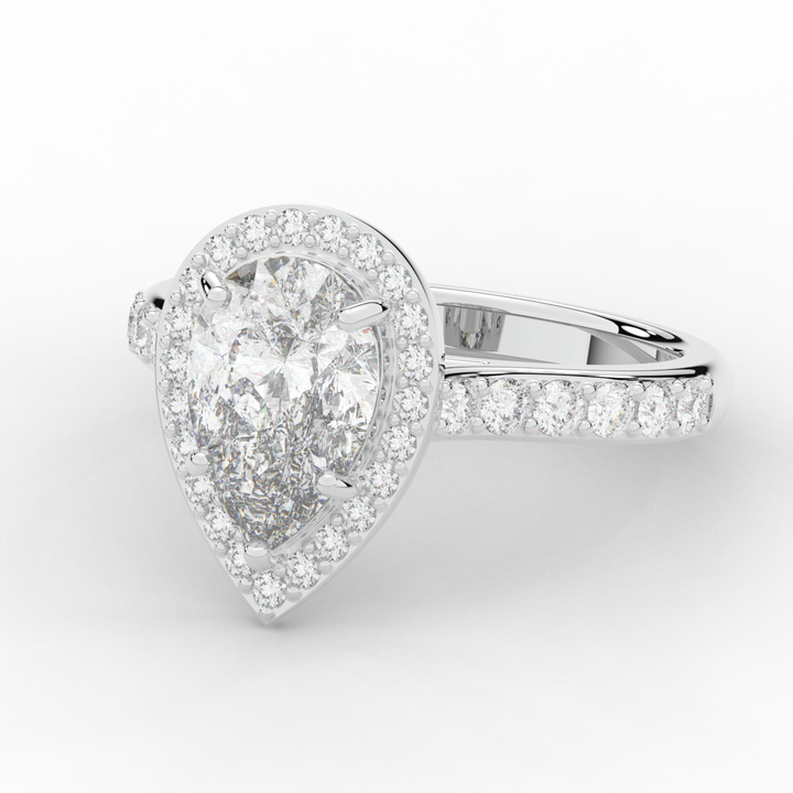 2.50CT.TW PEAR LAB DIAMOND HALO ENGAGEMENT RING