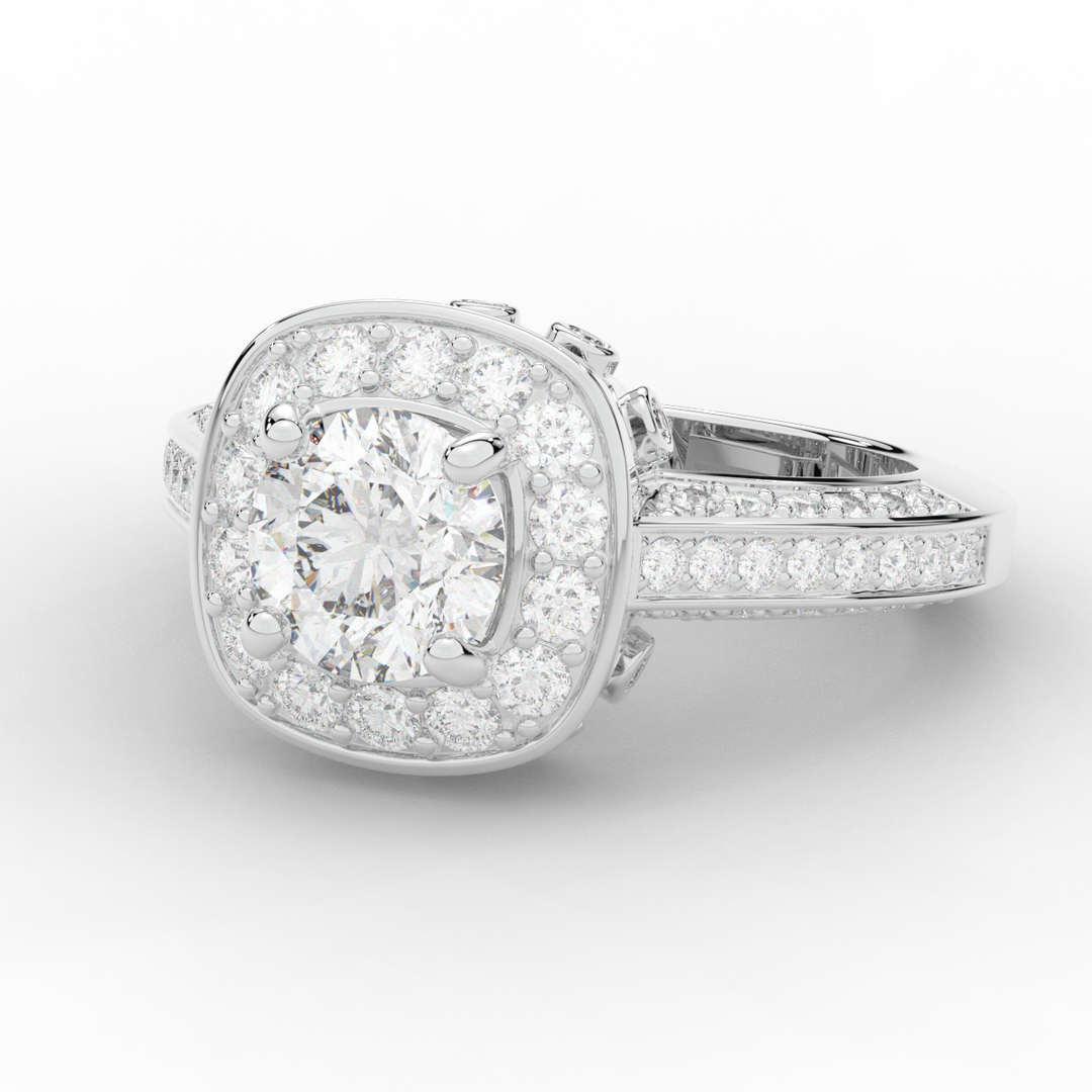 1.50CT.TW ROUND LAB DIAMOND HALO ENGAGEMENT RING