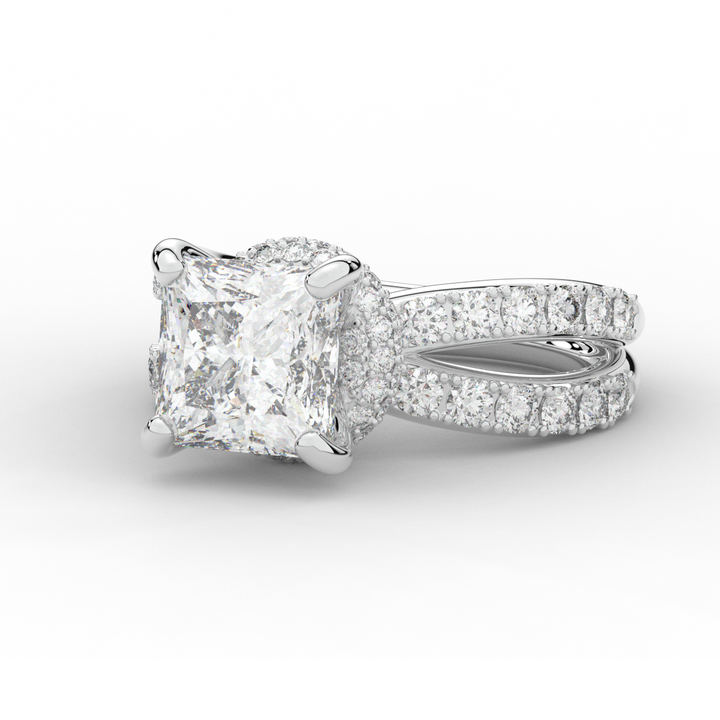 5.25CT.TW PRINCESS LAB DIAMOND ENGAGEMENT RING