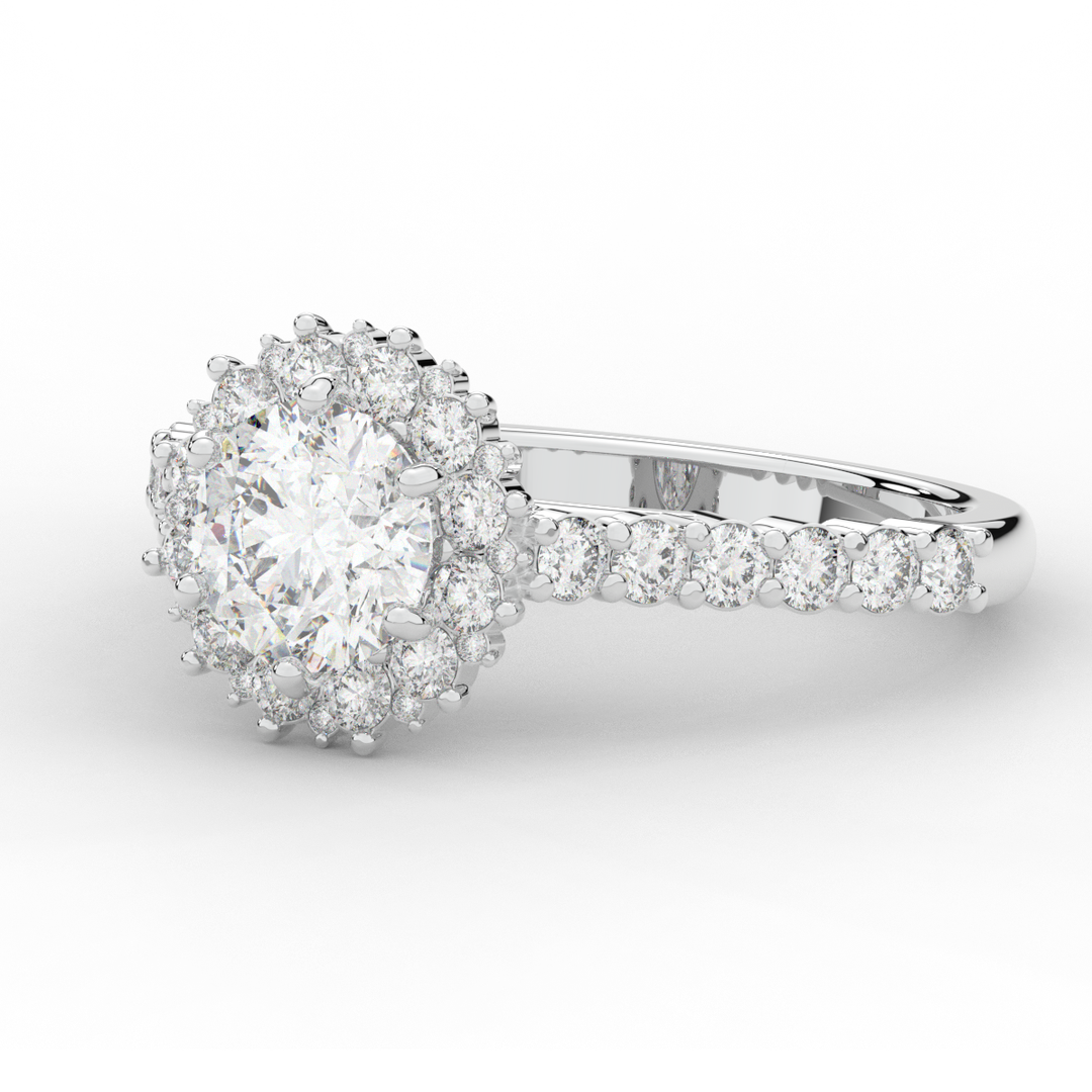 1.60CT.TW ROUND LAB DIAMOND HALO ENGAGEMENT RING