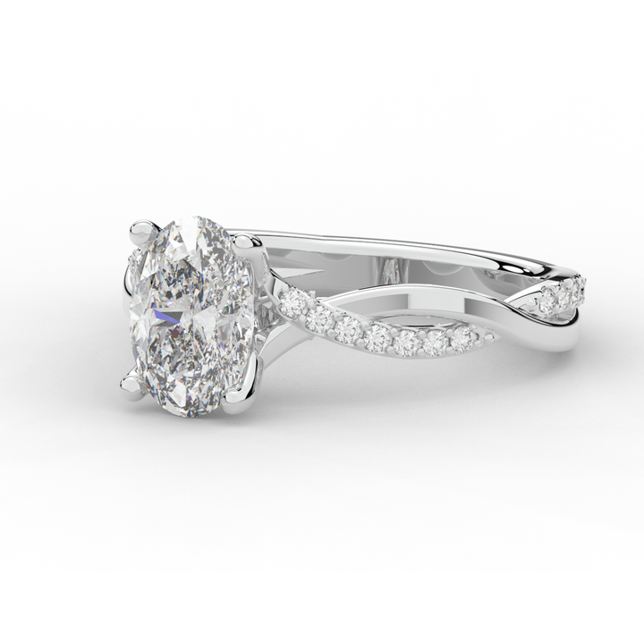 1.70CT.TW OVAL LAB DIAMOND TWIST BAND ENGAGEMENT RING