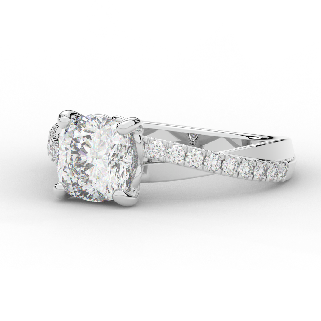 2.20CT.TW CUSHION LAB DIAMOND TWISTBAND ENGAGEMENT RING