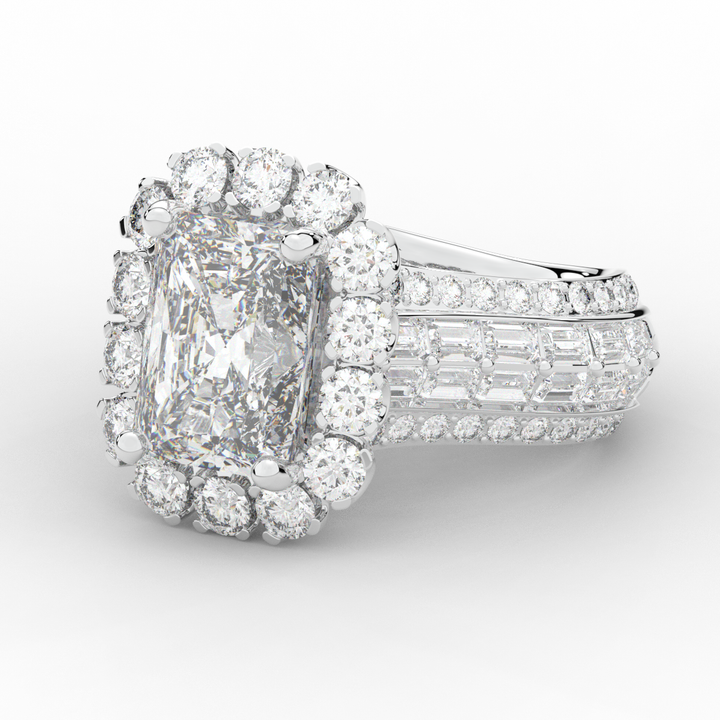 8.00CT.TW RADIANT LAB DIAMOND HALO ENGAGEMENT RING