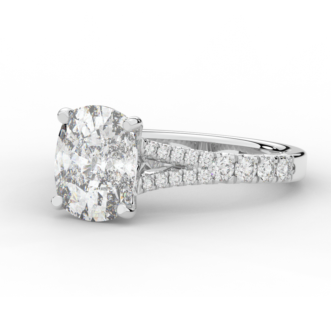 3.45CT.TW CUSHION LAB DIAMOND ENGAGEMENT RING