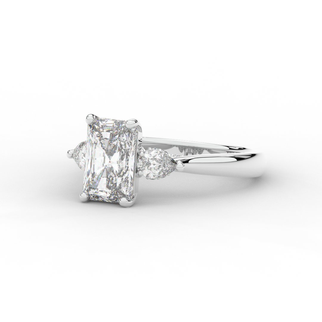 2.40CT.TW RADIANT LAB DIAMOND 3 STONE ENGAGEMENT RING