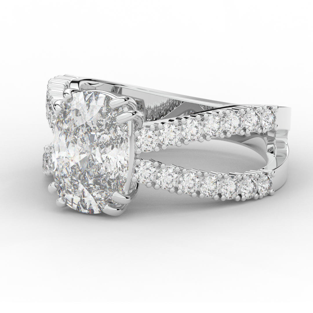 3.75CT.TW CUSHION LAB DIAMOND SPLIT BAND ENGAGEMENT RING