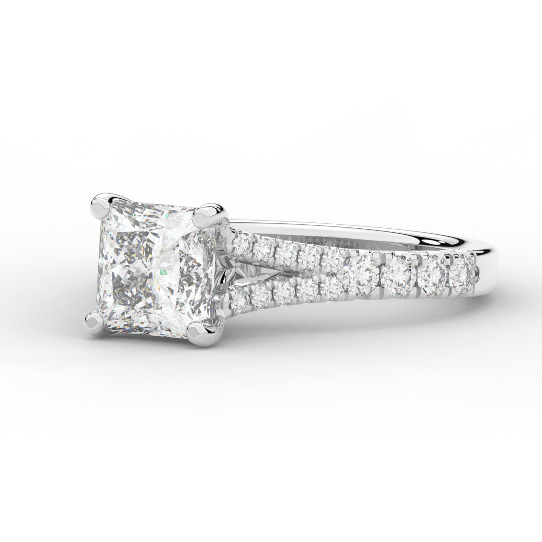 2.45CT.TW PRINCESS LAB DIAMOND ENGAGEMENT RING