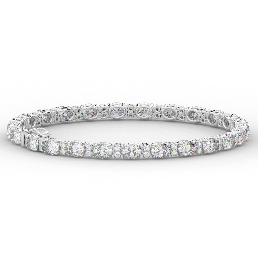 9.25CT.TW OVAL AND ROUND LAB DIAMOND TENNIS BRACELET - Nazarelle