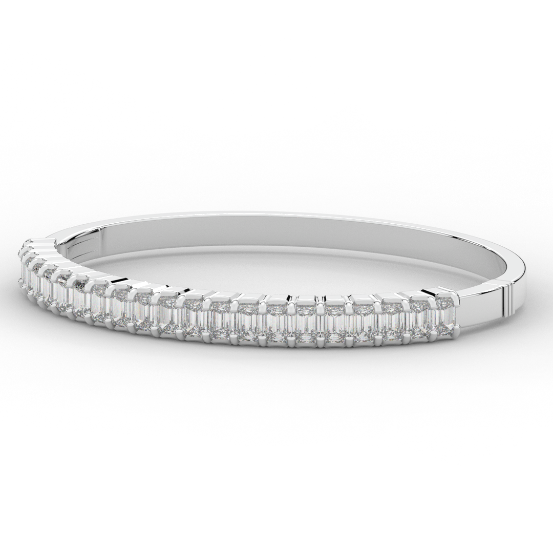 6.50CT.TW EMERALD CUT LAB DIAMOND BANGLE