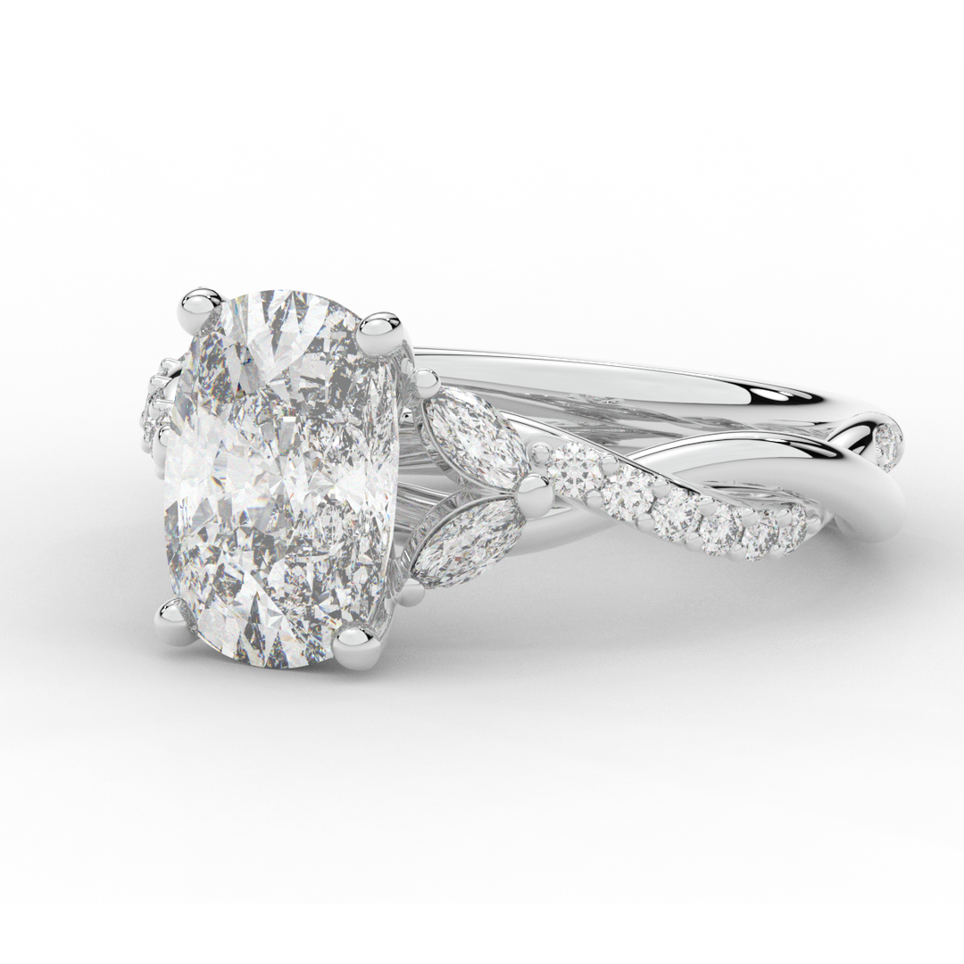 2.40CT.TW CUSHION LAB DIAMOND TWIST BAND ENGAGEMENT RING