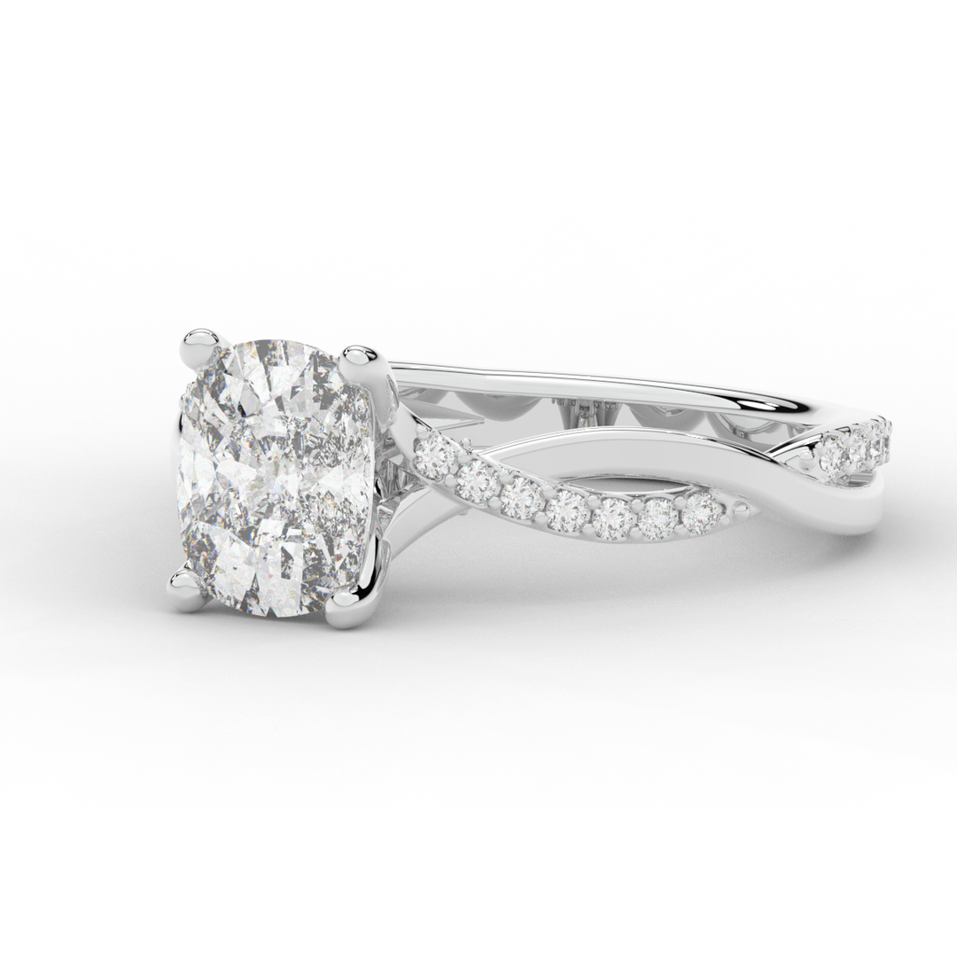 1.70CT.TW CUSHION LAB DIAMOND TWIST BAND ENGAGEMENT RING