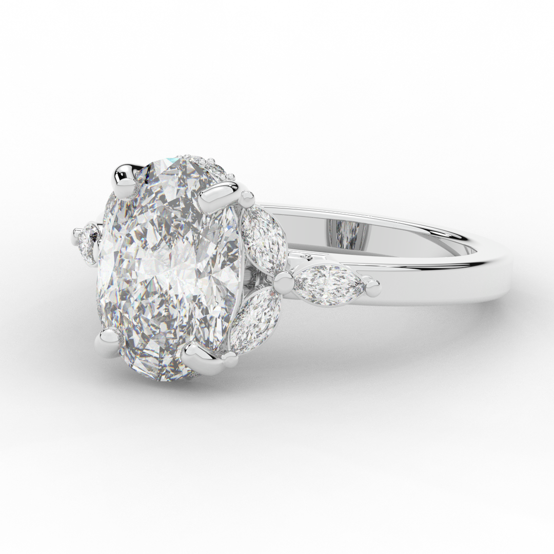 2.85CT.TW OVAL LAB DIAMOND ENGAGEMENT RING