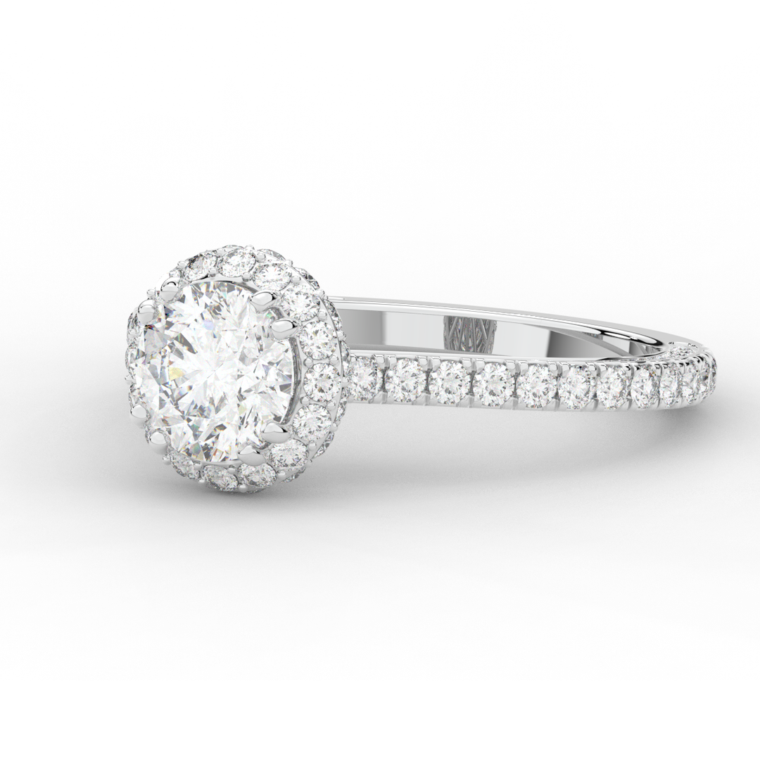 1.90CT.TW ROUND LAB DIAMOND HALO ENGAGEMENT RING