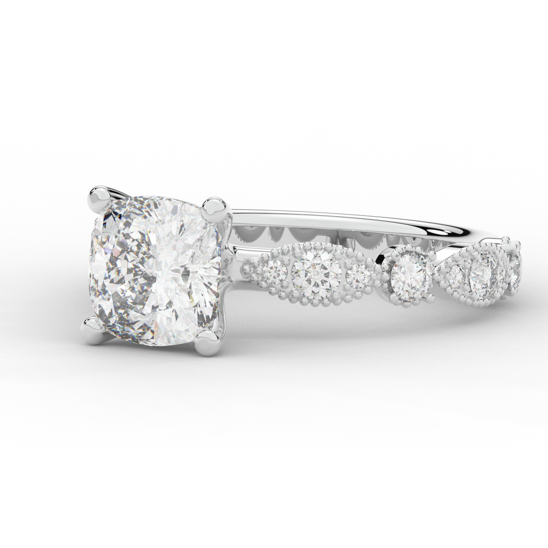 2.50CT.TW CUSHION LAB DIAMOND SOLITAIRE ENGAGEMENT RING