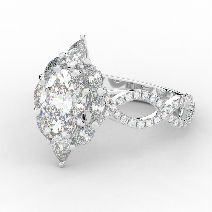 3.00CT.TW OVAL LAB DIAMOND HALO ENGAGEMENT RING