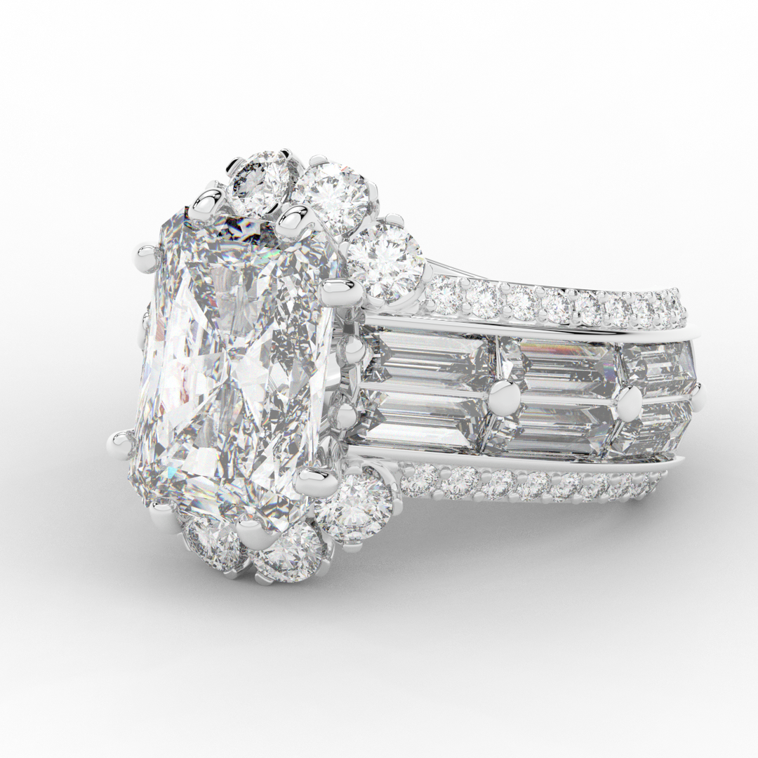 8.25CT.TW RADIANT LAB DIAMOND HALO ENGAGEMENT RING