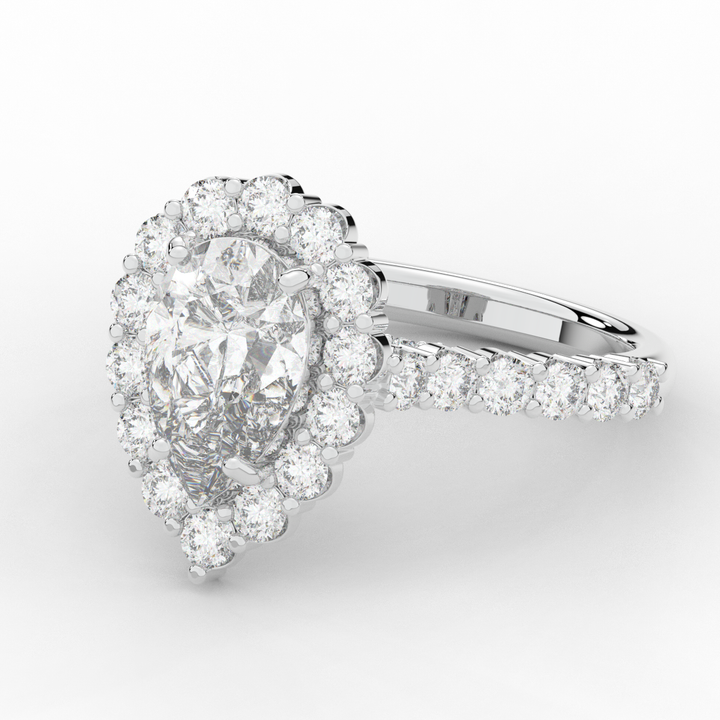 3.10CT.TW PEAR LAB DIAMOND HALO ENGAGEMENT RING