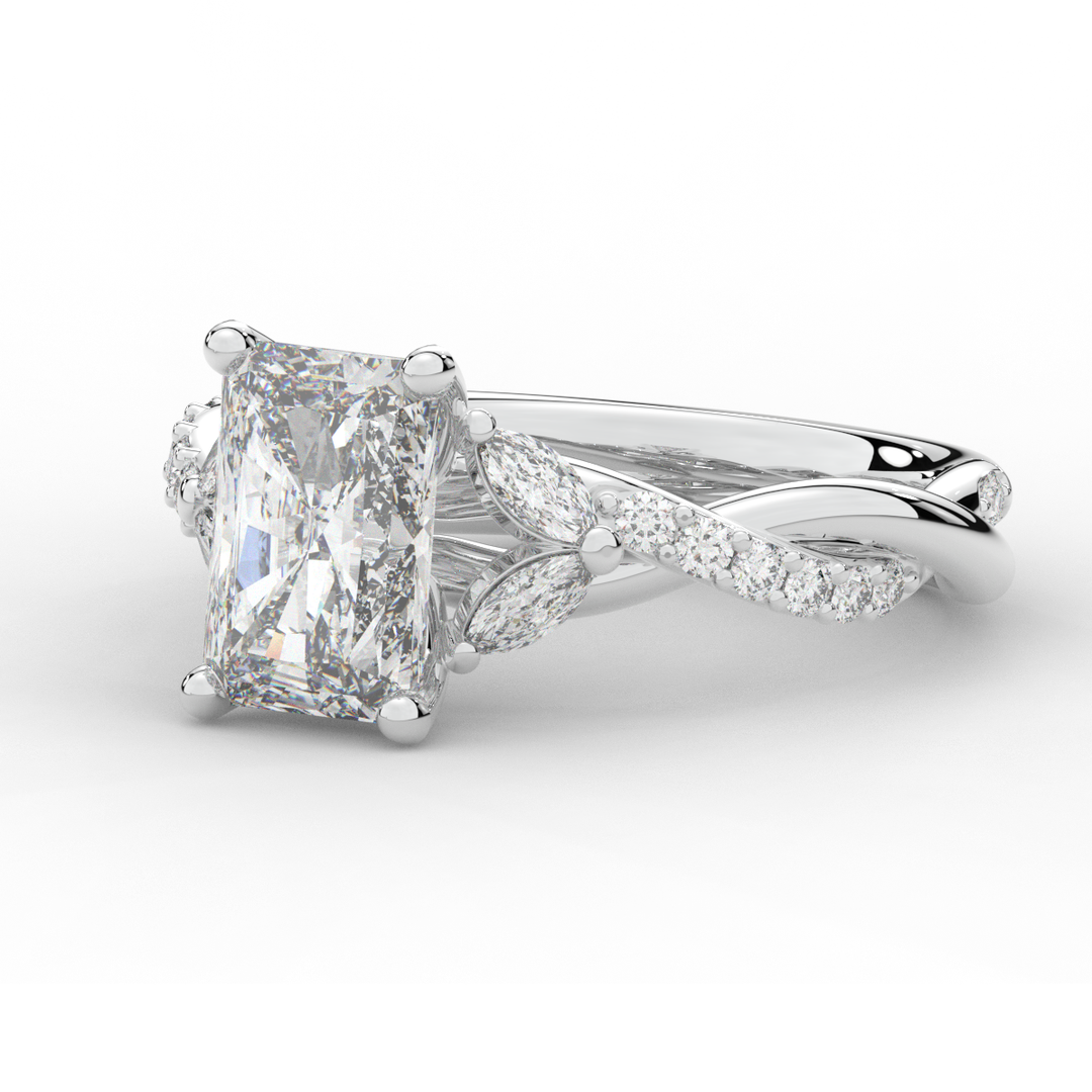 2.40CT.TW RADIANT LAB DIAMOND TWIST BAND ENGAGEMENT RING