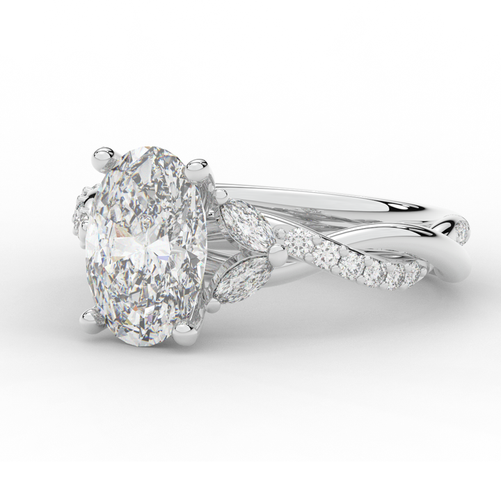 2.40CT.TW OVAL LAB DIAMOND TWIST ENGAGEMENT RING