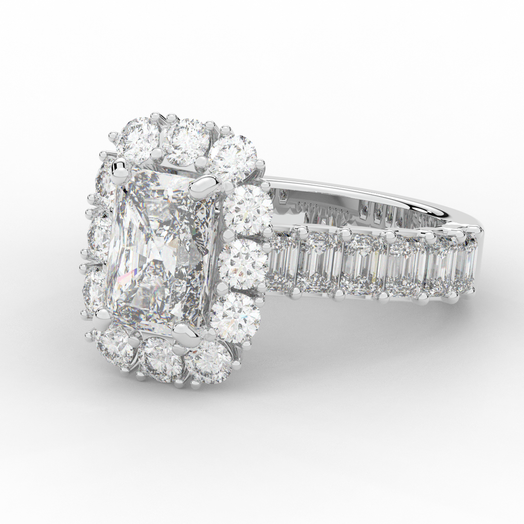 6.00CT.TW RADIANT LAB DIAMOND HALO ENGAGEMENT RING