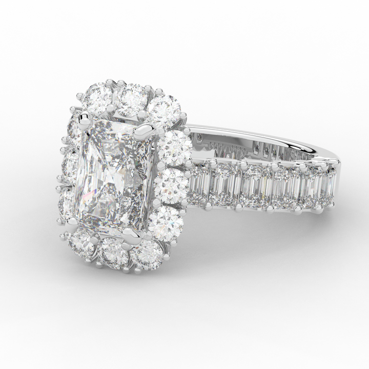 6.00CT.TW RADIANT LAB DIAMOND HALO ENGAGEMENT RING