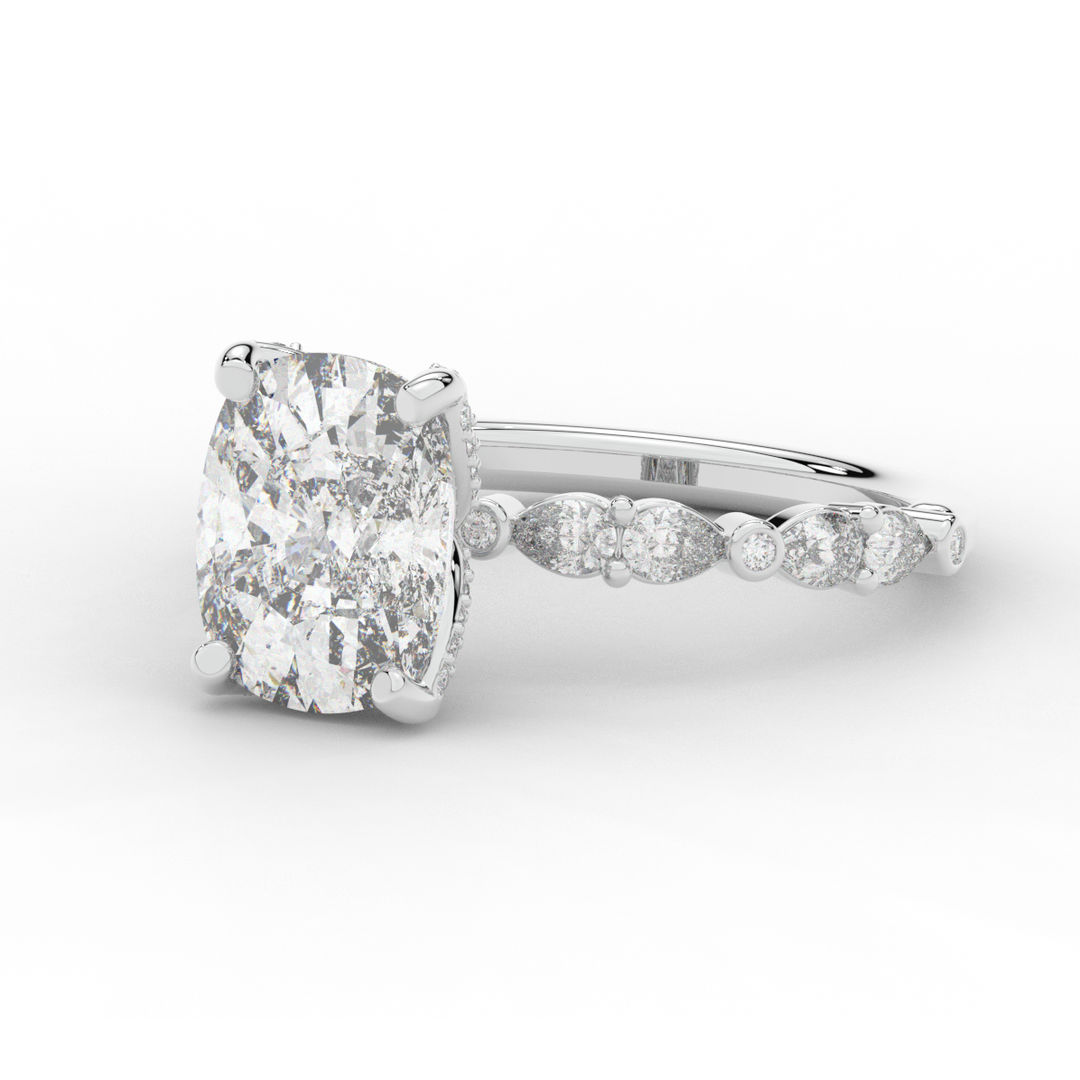 3.60CT.TW CUSHION LAB DIAMOND SOLITAIRE ENGAGEMENT RING